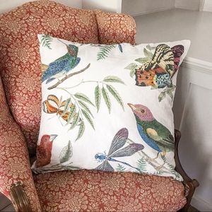 Pottery Barn Fauna Bird Print Botanical Large Accent Throw Pillow